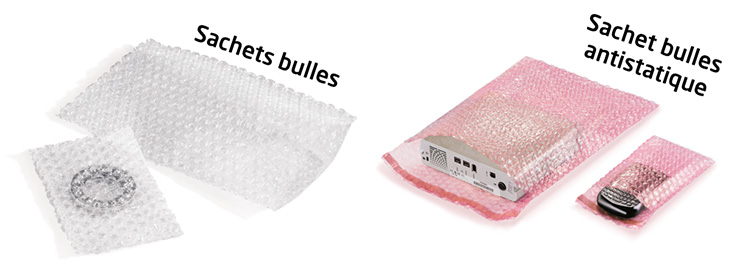 Emballez vos petits articles avec du film bulles, sachets bulles ou sachets antistatiques