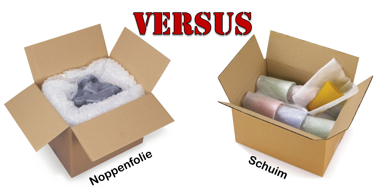 Vul met noppenfolie leegten op VS bescherm met schuim je fragielste producten.