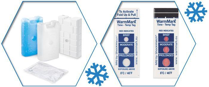 Accumulateurs de froid et indicateurs de température pour emballages isothermes