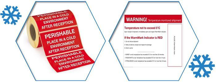 Étiquettes d’expédition et de positionnement pour indicateurs de température.
