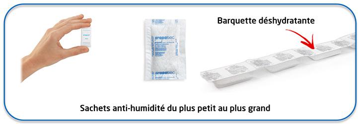 Sachets anti-humidité du plus petit au plus grand