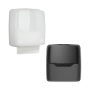 Witte en zwarte dispenser voor gerecycled poetspapier