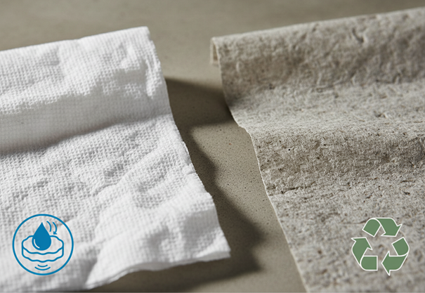 Papier cellulose blanc et papier cellulose grise recyclée