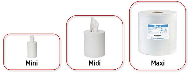 Mini, midi en maxi rollen poetspapier