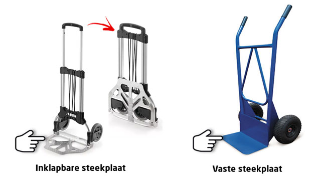 Inklapbare of vaste steekplaat voor steekkarren