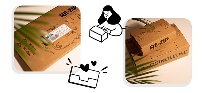 Voorbeelden van RE-ZIP enveloppen en dozen