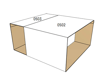 Voorbeeld van FEFCO code 05 voor schuifdozen