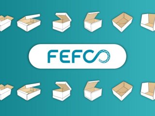 Logo van fefco met voorbeelden van dozen