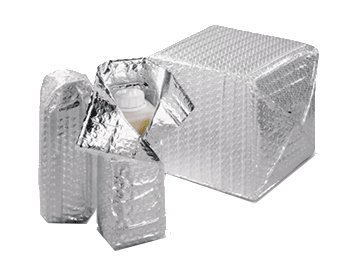 Isothermische noppenfolie verpakt rond temperatuurgevoelige producten en dozen