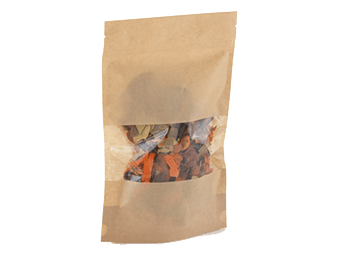 sac ziplock en papier kraft rempli d'herbes séchées