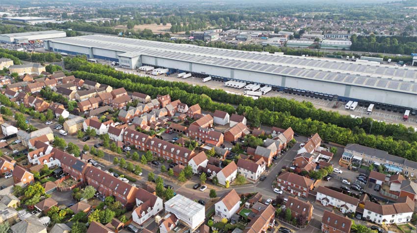 Exemple d'un centre logistique situé près du centre-ville d'une ville