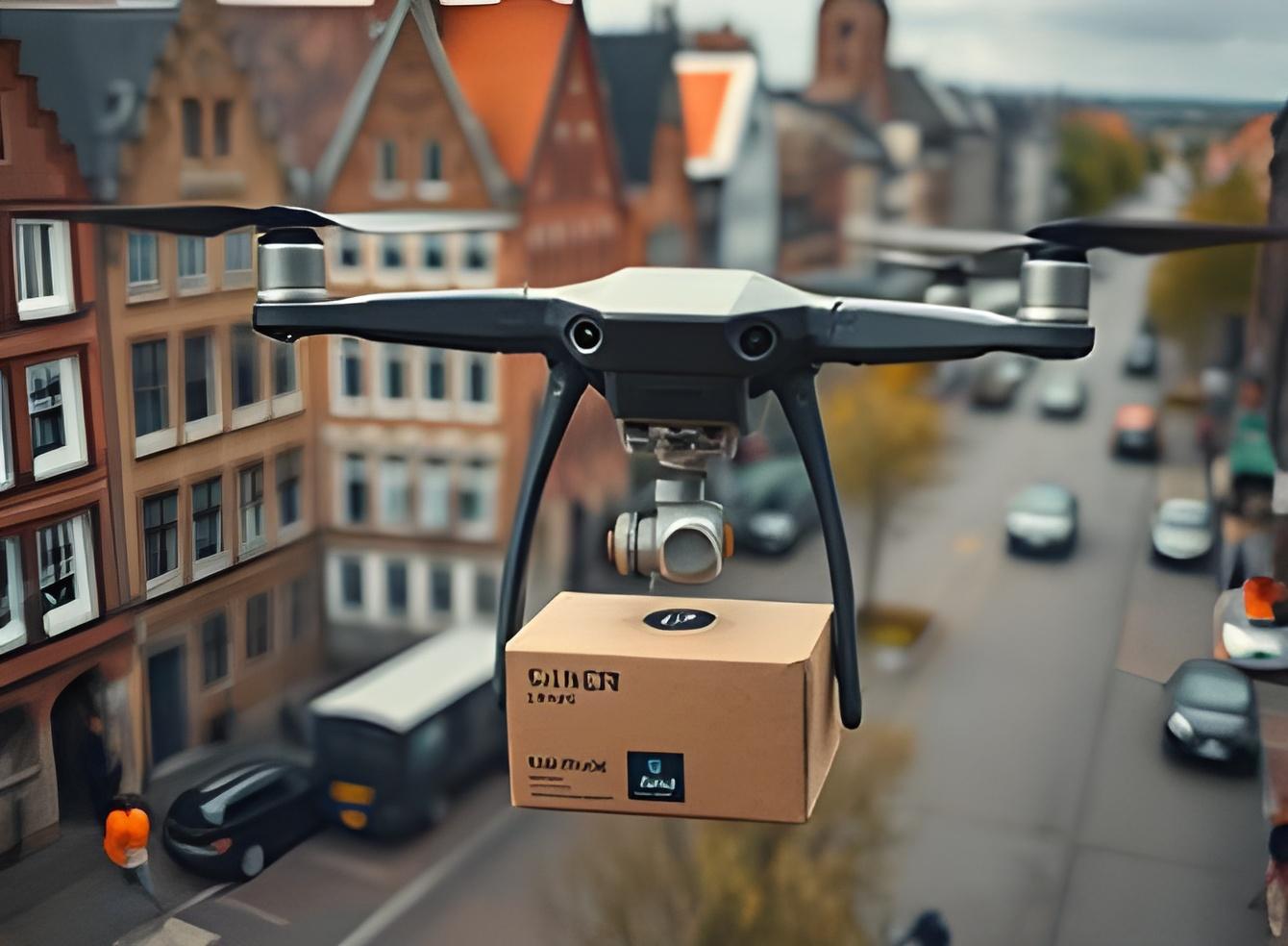 Drone noir emporte un colis