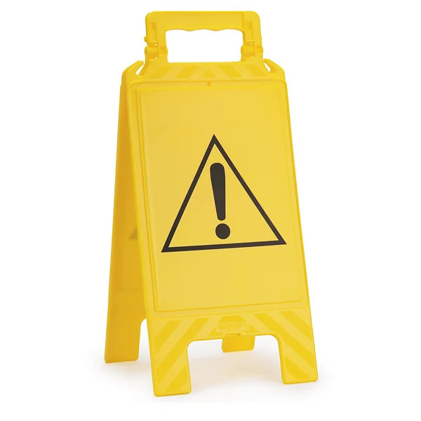 Panneau de signalisation jaune avec point d'exclamation noir