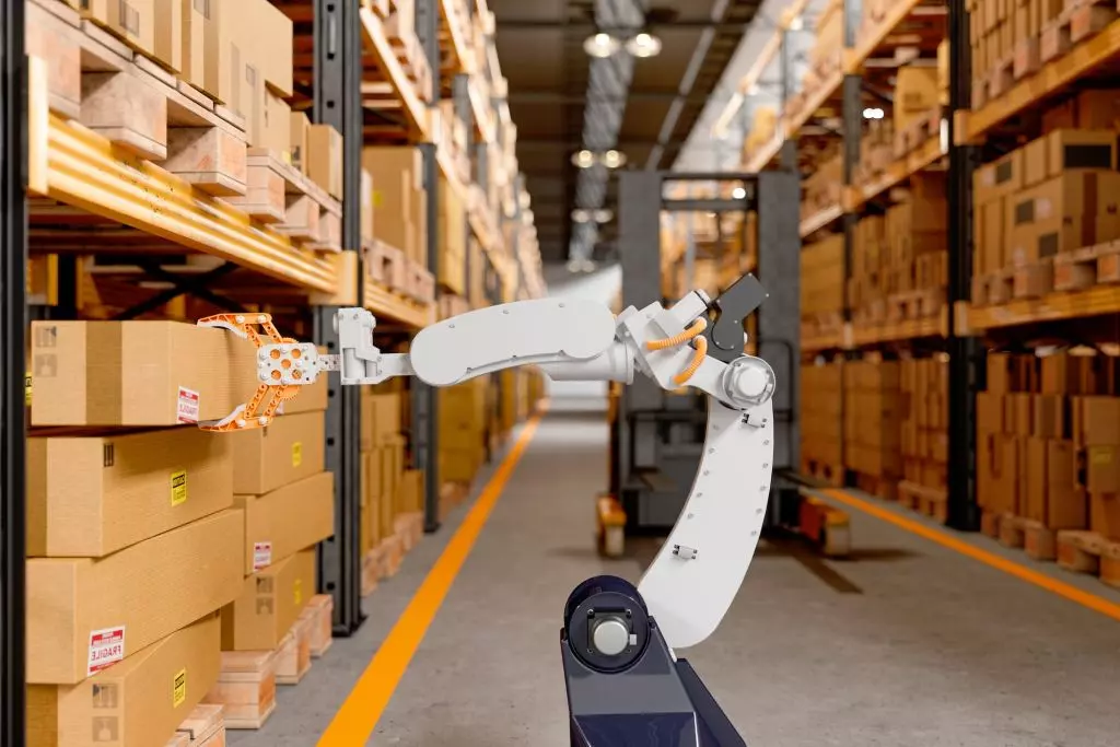 afbeelding van robot in magazijn