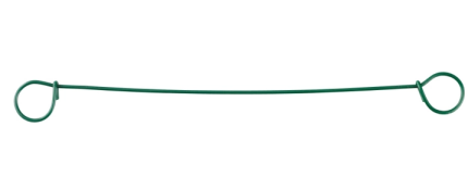 Groene drilbinder om zakken stevig af te sluiten.