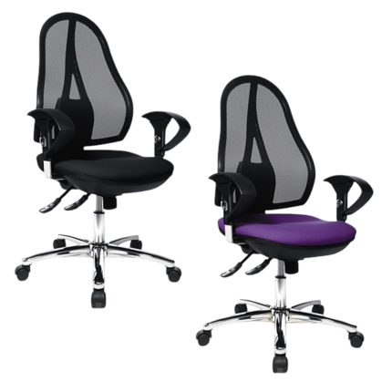 Open Point bureaustoelen paars en zwart