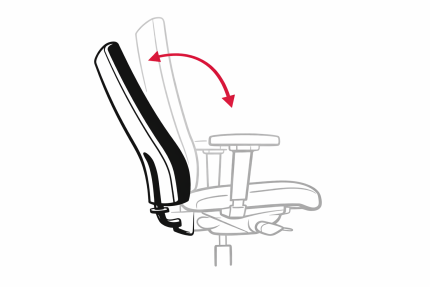 illustratie van een bureaustoel met kantelbare rugsteun