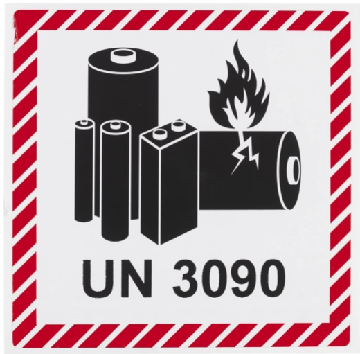 Étiquette de danger pour batteries au lithium inflammables UN 3090