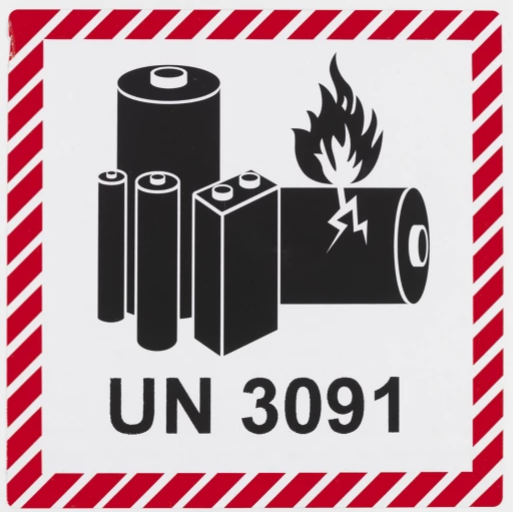 Étiquette de danger pour batteries au lithium inflammables UN 3091